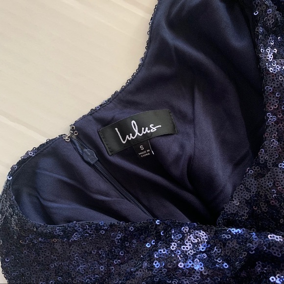 NWT Lulu’s Delightful Ways Navy Blue Sequin Dress - Picture 10 of 11